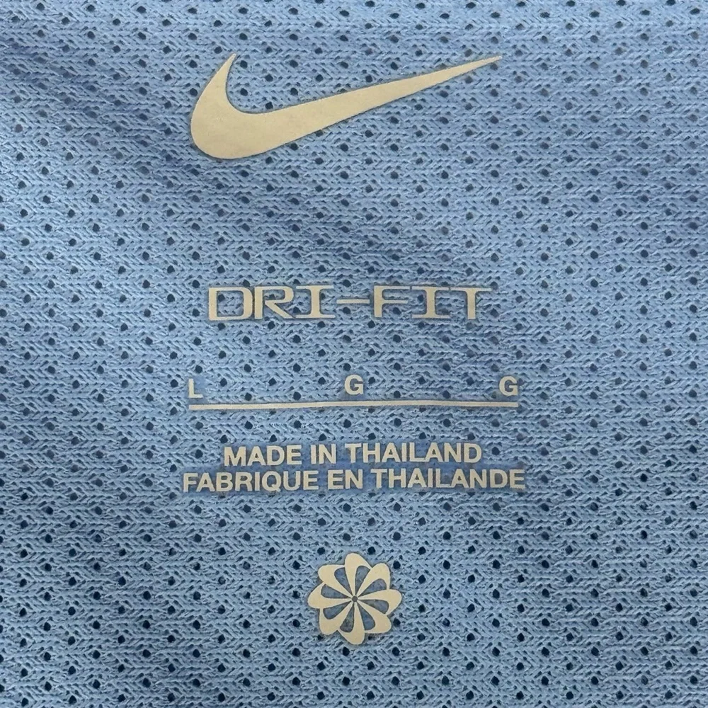 NWT Nike Dri-Fit Blue-White Vented Embroidered Short Sleeve Soccer Jersey Large